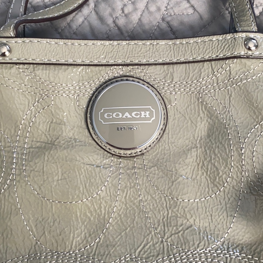 Coach Patent Leather Arm Bag Grey
